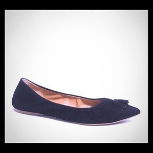 Suede tassel stretch flats